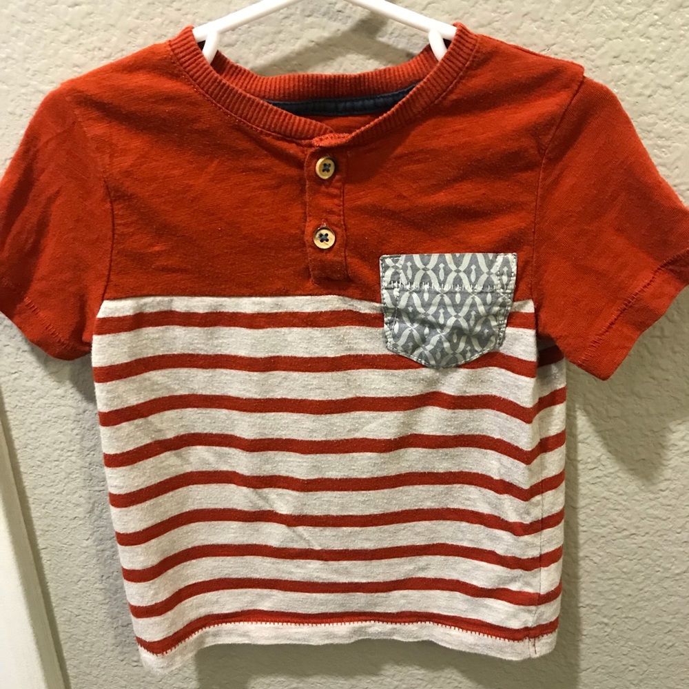 Orange striped pocket tee